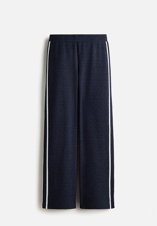 H&M - Lace-trimmed jersey trousers - dark blue