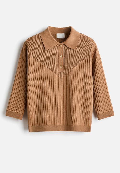 H&M - Rib-knit top - dark beige