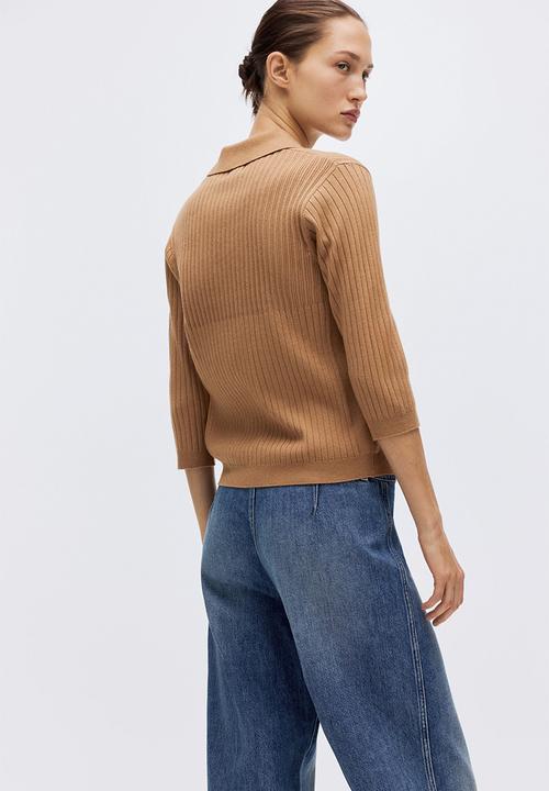 H&M - Rib-knit top - dark beige