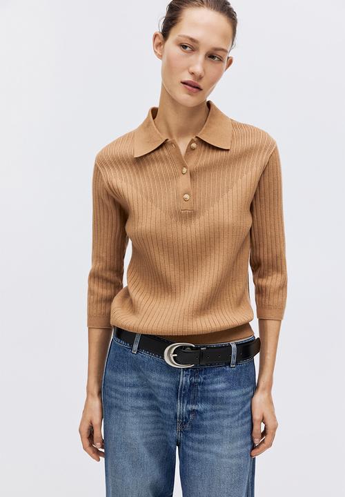 H&M - Rib-knit top - dark beige
