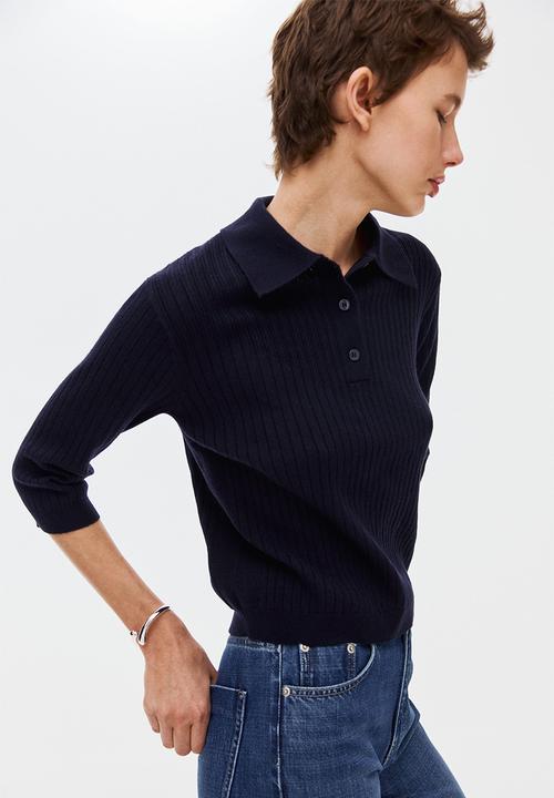 H&M - Rib-knit top - navy blue