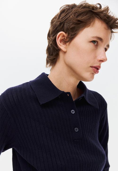 H&M - Rib-knit top - navy blue