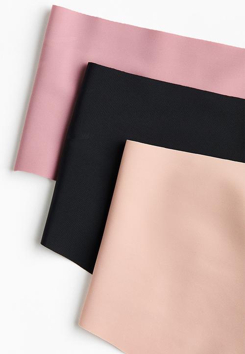 H&M - 3-Pack invisible hipster briefs with lycra? - black/beige/pink