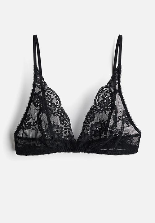 H&M - Soft lace bra - black