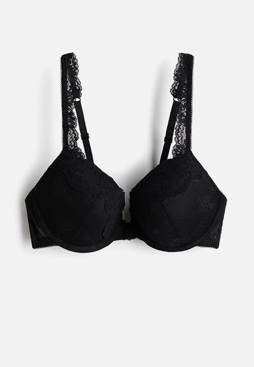 H&M - Lace push-up bra - black