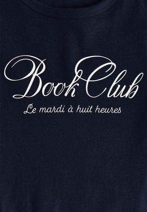 H&M - Print-motif T-shirt - navy blue/book club
