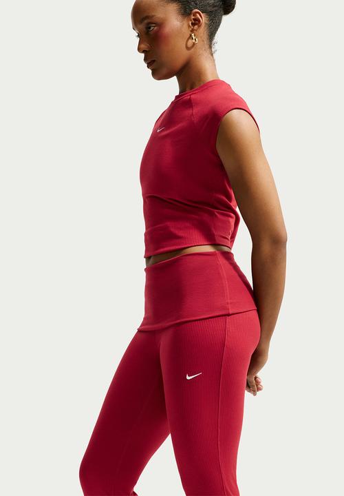 Nike - W Nsw Chill Knit Rib Pant - Tough Red/White