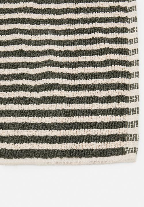 Sixth Floor - Cotton Woven Stripe Bath Mat - Olive
