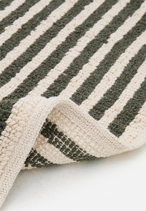 Sixth Floor - Cotton Woven Stripe Bath Mat - Olive
