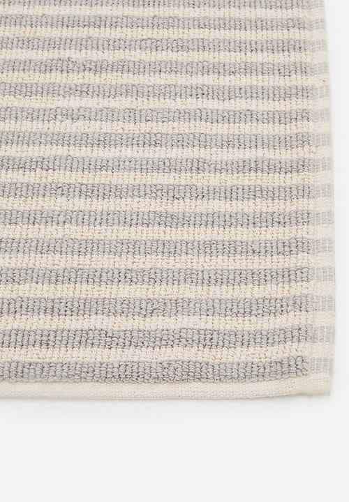 Sixth Floor - Cotton Woven Stripe Bath Mat - Charcoal