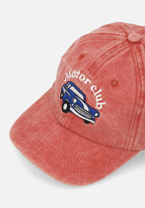 Pop Candy - Embroidered motor club cap - pale red