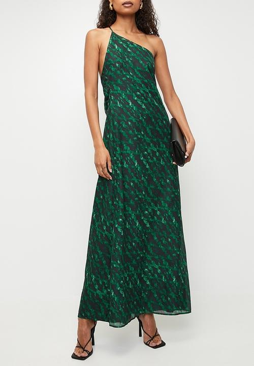 boohoo - Printed asymmetric maxi dress - green