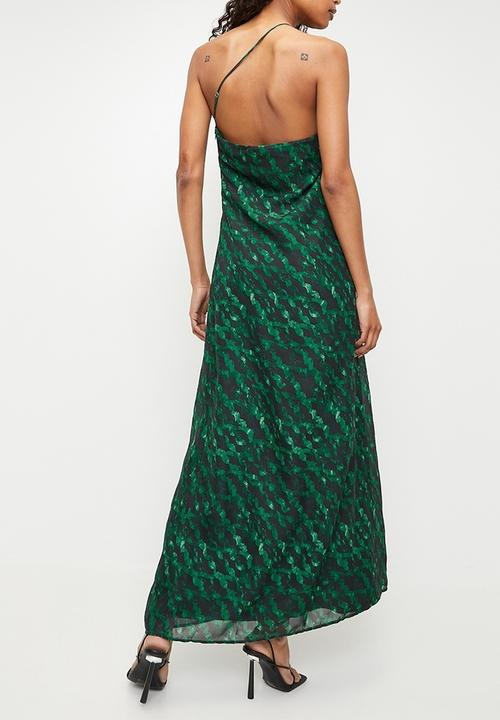 boohoo - Printed asymmetric maxi dress - green