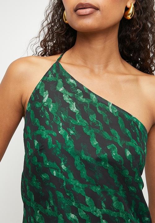 boohoo - Printed asymmetric maxi dress - green
