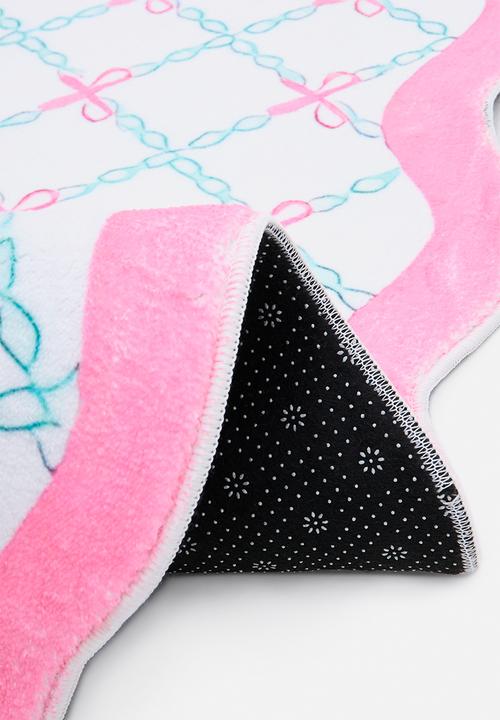 Pop Candy - Wavy edge bow aop rug - white/pink