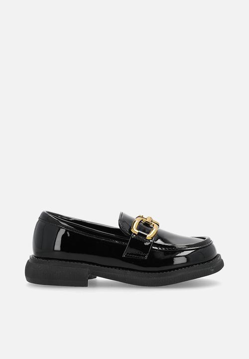 Pop Candy - Gold chain link loafers - black