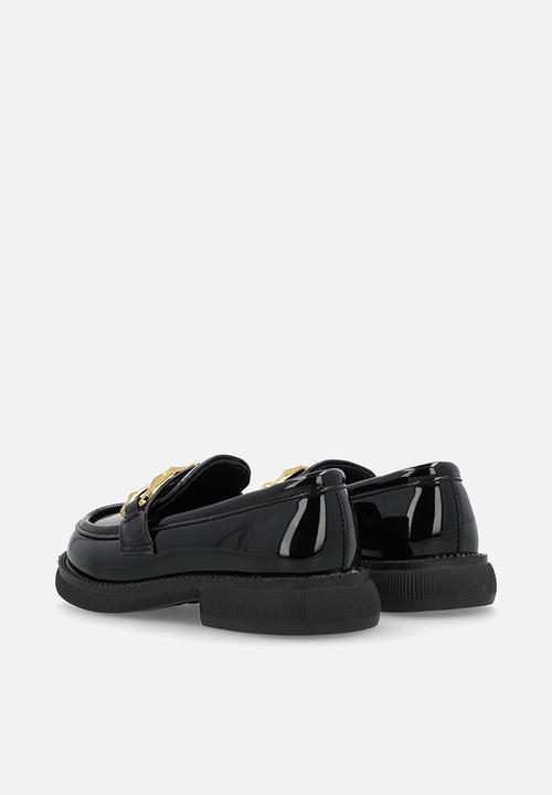 Pop Candy - Gold chain link loafers - black