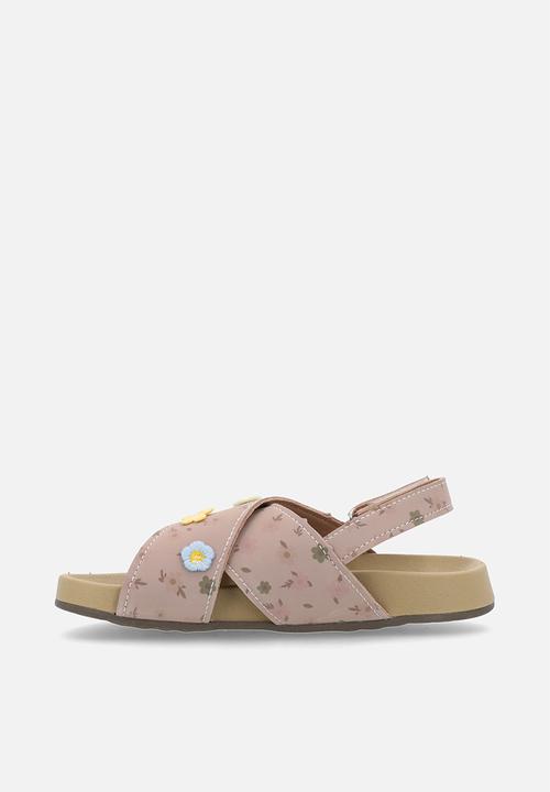 Pop Candy - Floral aop criss-cross sandals - dusty pink