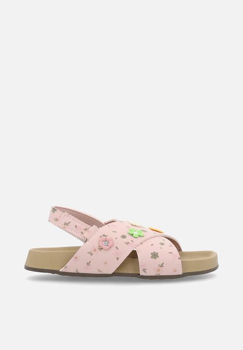 Pop Candy - Floral aop criss-cross sandals - pink
