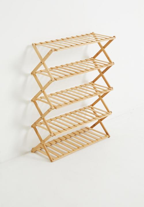 Storage Solutions - 5 Tier Bamboo Collapsible Storage Rack