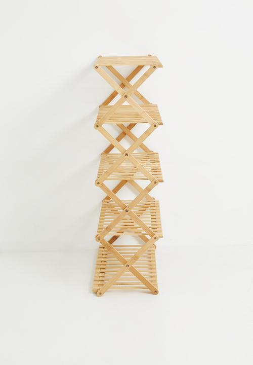 Storage Solutions - 5 Tier Bamboo Collapsible Storage Rack
