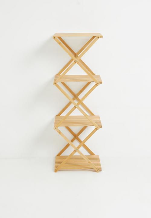 Excellent Houseware - 4 Tier Bamboo Collapsible Storage Rack