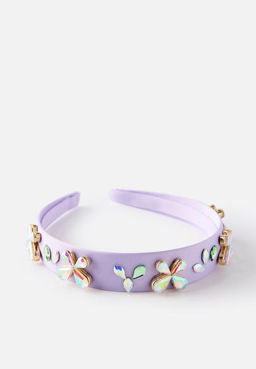 Cotton On - Sophia Luxe Headband - Lilac Mood/Butterfly Gemmies