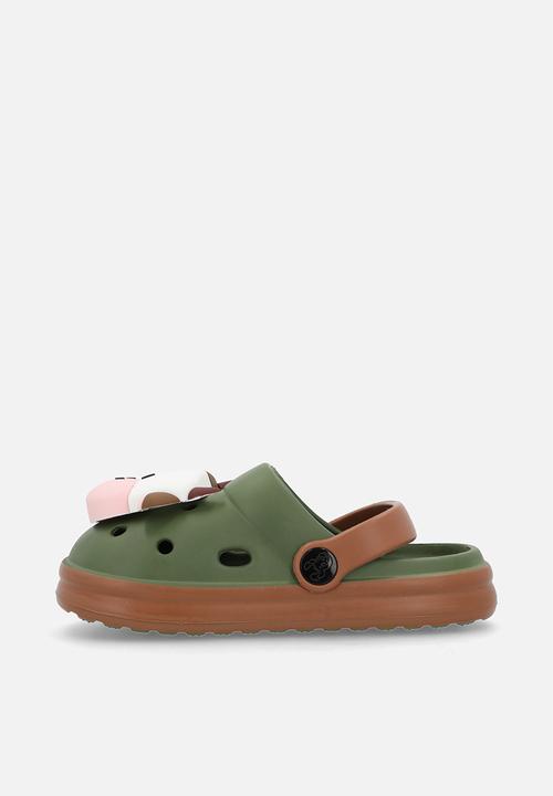 Pop Candy - Cow design clogs - green/brown