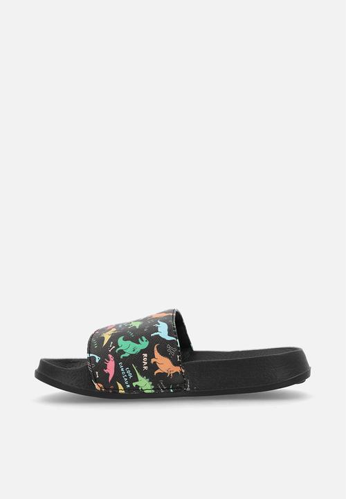 Pop Candy - Dino aop slides - black