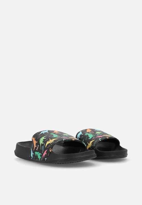 Pop Candy - Dino aop slides - black
