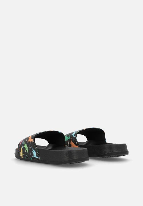 Pop Candy - Dino aop slides - black