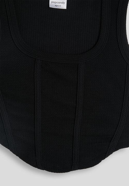 Pop Candy - 3 pack corseted top - black/brown/white