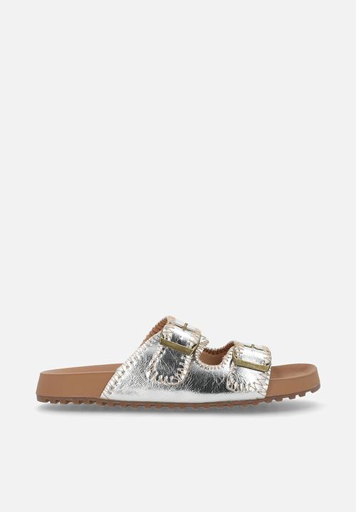 Pop Candy - Metallic double buckle slides - silver