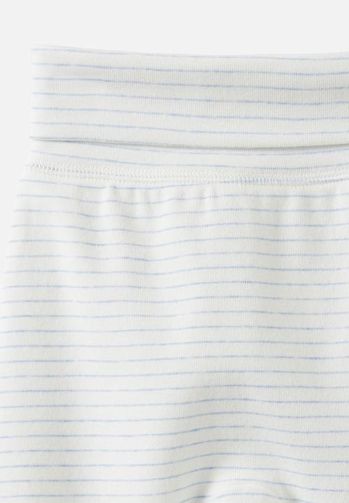 Cotton On - Organic Foldover Waist Legging - Bluebell Marle/Stripe