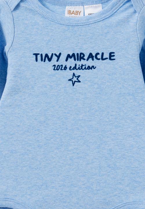 Cotton On - Organic Long Sleeve Bubbysuit - Bluebell Marle/Tiny Miracle