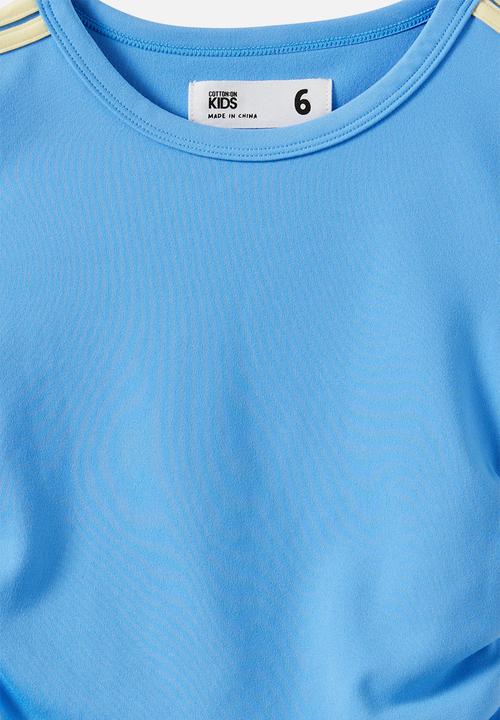 Cotton On - Soft Stretch Gathered Short Sleeve Baby Tee - Blue Bonnet/Baby Yellow