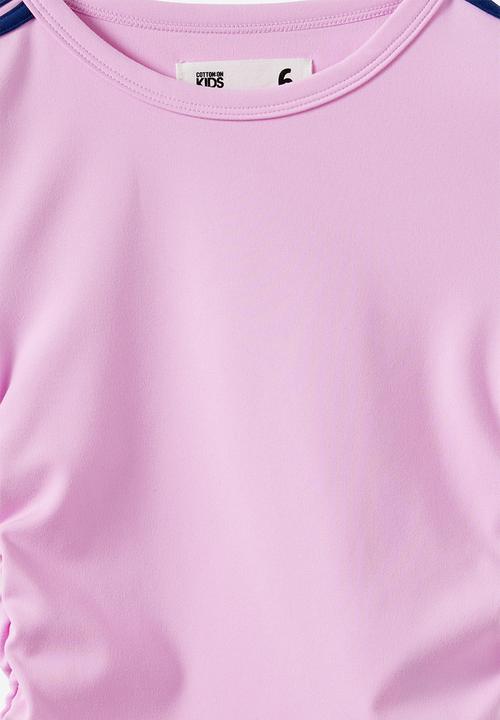 Cotton On - Soft Stretch Gathered Short Sleeve Baby Tee - Pale Violet/Denim Navy