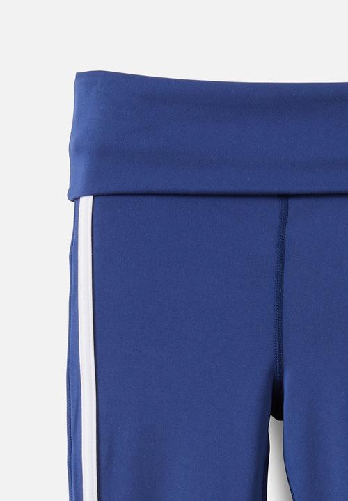Cotton On - Soft Stretch Fold Over Flare Legging - Denim Navy/White Stripe