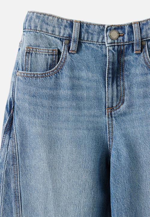 Cotton On - Unisex Super Barrel Leg Denim Jean -  Blue Haven Mid Blue
