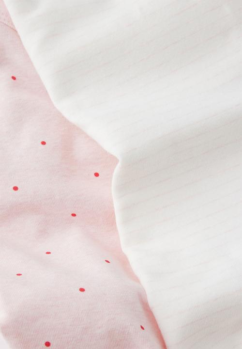 Cotton On - 2Pk Organic Wrap Zip Romper - Pop Pink Marle/Spot & Pop Pink Marle/Stripe