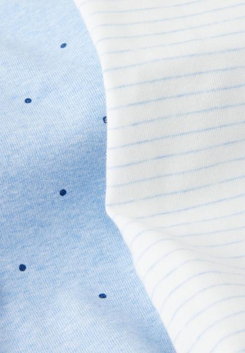 Cotton On - 2Pk Organic Wrap Zip Romper - Bluebell Marle/Spot &Bluebell Marle/Stripe