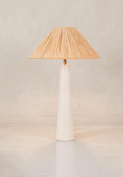 Noha - Mitaria Lamp White W/Raffia Shade