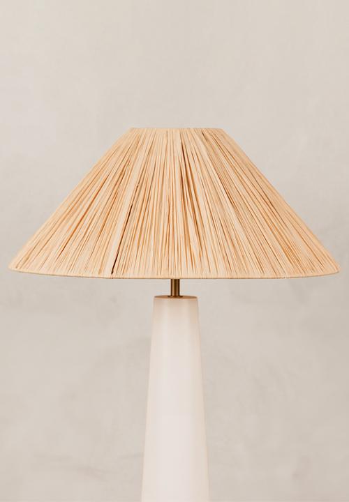 Noha - Mitaria Lamp White W/Raffia Shade