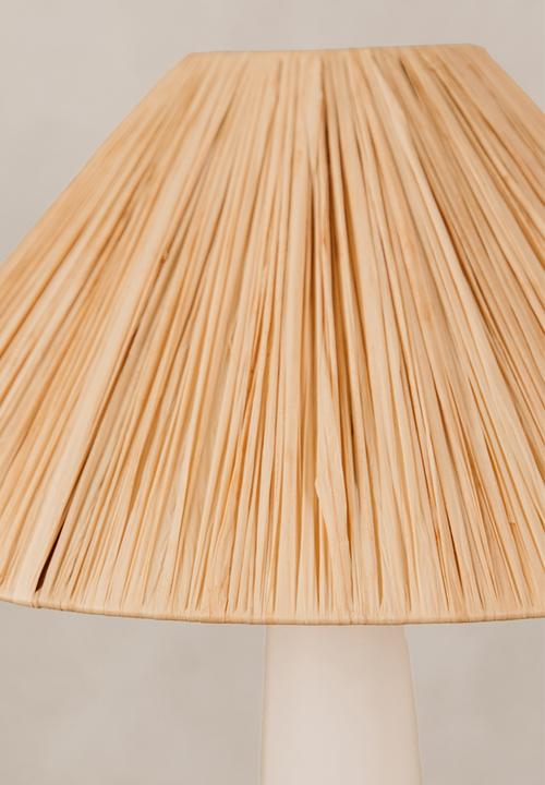 Noha - Mitaria Lamp White W/Raffia Shade