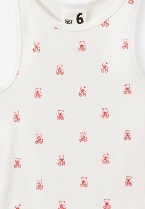 Cotton On - Fitted Essental Racer Back Tank - Vanilla/Teddy Yardage