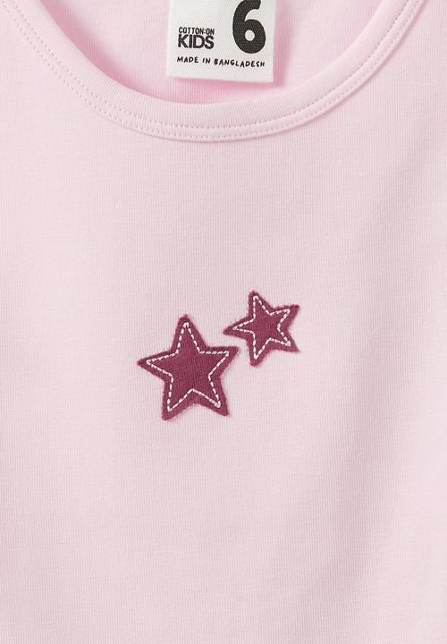 Cotton On - Fitted Essential Racer Back Tank - Ballet Pink/Stars
