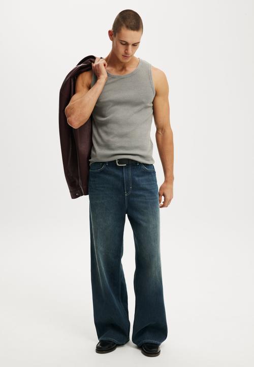 Cotton On - Rib Tank - Slate Stone Wash