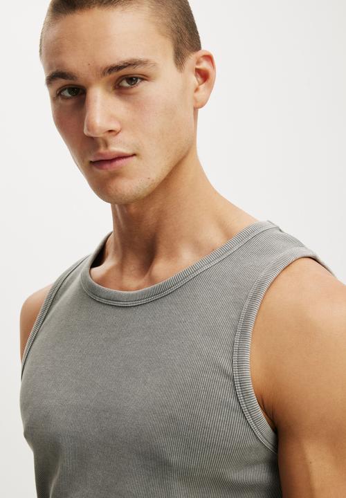 Cotton On - Rib Tank - Slate Stone Wash
