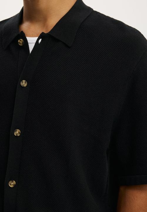 Cotton On - Box Fit Knit Shirt - Washed Black