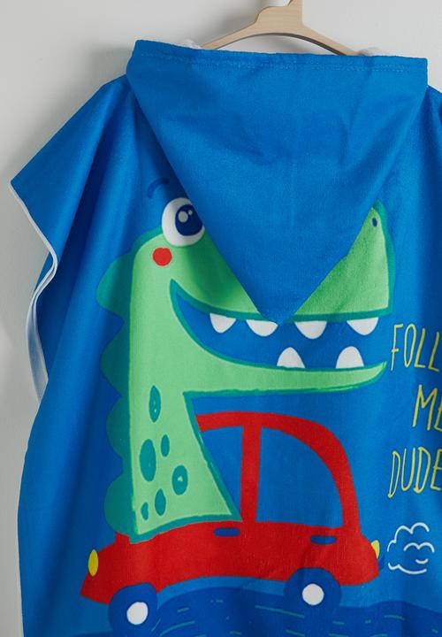 Pop Candy - Dino graphic hooded towel - blue